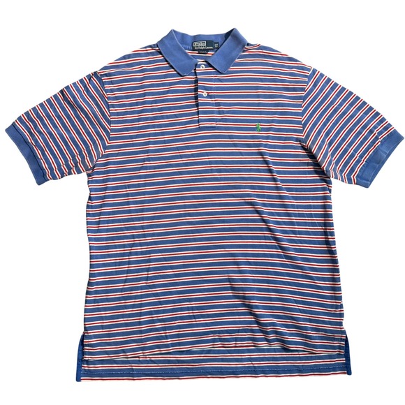 Polo Ralph Lauren Other - Vintage Polo Ralph Lauren Mens XLT Tall Pima Cotton Striped Polo Shirt Blue